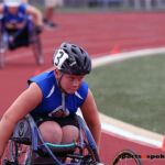 Rounding turn one at the 2019 Adaptive Sports USA Junior Nationals in Minn. (Photo by Christopher Di Virgilio).