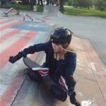 Amanda lands her first lip trick on her Santa Cruz board
