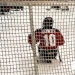 Bryson in the net during a hockey game