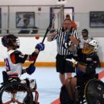 The whistle blows as a match begins at the 2019 Wheelchair Lacrosse USA Tournament in Long Island, NY. (Photo by Christopher Di Virgilio/SNS).