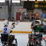 Putting the ball into play at the 2019 Wheelchair Lacrosse USA Tournament in Long Island, NY. (Photo by Christopher Di Virgilio/SNS).