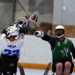 Using your stick to block or knock the ball from your opponent is part of the game during the 2019 Wheelchair Lacrosse USA Tournament in Long Island, NY. (Photo by Christopher Di Virgilio/SNS).