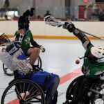 A battle for the ball at the 2019 Wheelchair Lacrosse USA Tournament in Long Island, NY. (Photo by Christopher Di Virgilio/SNS).