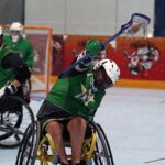 Passing the ball at the 2019 Wheelchair Lacrosse USA Tournament in Long Island, NY. (Photo by Christopher Di Virgilio/SNS).