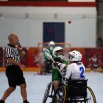 The ball is in play at the 2019 Wheelchair Lacrosse USA Tournament in Long Island, NY. (Photo by Christopher Di Virgilio/SNS).
