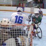A goalie's point of view at the 2019 Wheelchair Lacrosse USA Tournament in Long Island, NY. (Photo by Christopher Di Virgilio/SNS).