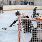 A long reach and a successful grab at the 2019 Wheelchair Lacrosse USA Tournament in Long Island, NY. (Photo by Christopher Di Virgilio/SNS).