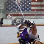 Two players fight for the ball at the 2019 Wheelchair Lacrosse USA Tournament in Long Island, NY. (Photo by Christopher Di Virgilio/SNS).