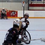 A shot on goal at the 2019 Wheelchair Lacrosse USA Tournament in Long Island, NY. (Photo by Christopher Di Virgilio/SNS).