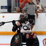 A player makes the paly at the 2019 Wheelchair Lacrosse USA Tournament in Long Island, NY. (Photo by Christopher Di Virgilio/SNS).