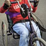 Katie's first time using an adaptive bike. We think she enjoyed it.