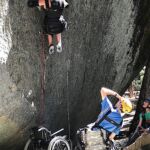 Steve starts his ascent at a recent rock climbing practice at Yosemite