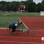 Zachary Carter competes in the track event at the 2019 Adaptive Sports USA Junior Nationals in Minn.