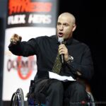 Wheelchair Bodybuilding CEO, Nick Scott, announces the athletes at the 2019 Mr. Olympian in Las Vegas, Nev. (Photo by Christopher DiVirgilio/SNS).