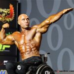 Italy's Gabriele Andriulli on stage at the 2019 Mr. olympia in Las Vegas, Nev. (Photo by Christopher DiVirgilio/SNS).