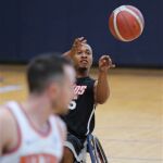 The lobos and new York hit the court at the 21st Annual D1 Wheelchair Basketball Tournament in Phoenix, Ariz. (Photo by Christopher Di Virgilio).
