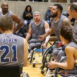 The Wolfpack get a little motivation by Jorge Salazar before a game at the 21st Annual D1 Wheelchair Basketball Tournament in Phoenix, Ariz. (Photo by Christopher Di Virgilio).