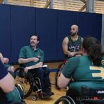 The Jazz do a little pre-game planning at the 21st Annual D1 Wheelchair Basketball Tournament in Phoenix, Ariz. (Photo by Christopher Di Virgilio).