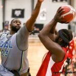 Dallas' Bobbie Nickelberry Jr. defends against Toronto's Blaise Mutware at the 2020 Toyota national Wheelchair Basketball Tournament in Wichita, Kan. (Photo by Christopher Di Virgilio).