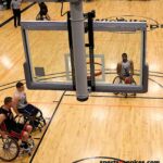 Trevon Jennifer, No. 5, eyes the net during a free-throw attempt against the Heat at the 2020 Toyota national Wheelchair Basketball Tournament in Wichita, Kan. (Photo by Christopher Di Virgilio).