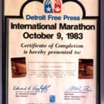 Larry Dilworth's certificates of completion for his Detroit Free Press marathon races. (Photo courtesy Larry Dilworth).