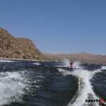 Adaptive water skier, Nicole Minihan, enjoys her first go at adaptive water skiing at Bartlett lake during the 2020 Arizona Adaptive Water Sports Day on the Lake. (Photo by Christopher Di Virgilio). water_skier03
