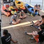A group of volunteers take a break during the 2020 Arizona Adaptive Water Sports Day on the Lake in Carefree, Ariz. (Photo by Christopher Di Virgilio). volunteers01