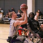 A select group of collegiate wheelchair basketball teams came to Tucson to take part in a collegiate basketball tournament and celebrate celebrating a gift and dedication of the Cody Schechter Gym and Locker Room for Adaptive Athletics from UArizona alumni and Phoenix businessman, Eric Schechter. (Photo by Christopher Di Virgilio).