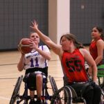 A select group of collegiate wheelchair basketball teams came to Tucson to take part in a collegiate basketball tournament and celebrate celebrating a gift and dedication of the Cody Schechter Gym and Locker Room for Adaptive Athletics from UArizona alumni and Phoenix businessman, Eric Schechter. (Photo by Christopher Di Virgilio).