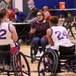 A select group of collegiate wheelchair basketball teams came to Tucson to take part in a collegiate basketball tournament and celebrate celebrating a gift and dedication of the Cody Schechter Gym and Locker Room for Adaptive Athletics from UArizona alumni and Phoenix businessman, Eric Schechter. (Photo by Christopher Di Virgilio).