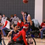 A select group of collegiate wheelchair basketball teams came to Tucson to take part in a collegiate basketball tournament and celebrate celebrating a gift and dedication of the Cody Schechter Gym and Locker Room for Adaptive Athletics from UArizona alumni and Phoenix businessman, Eric Schechter. (Photo by Christopher Di Virgilio).