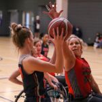 A select group of collegiate wheelchair basketball teams came to Tucson to take part in a collegiate basketball tournament and celebrate celebrating a gift and dedication of the Cody Schechter Gym and Locker Room for Adaptive Athletics from UArizona alumni and Phoenix businessman, Eric Schechter. (Photo by Christopher Di Virgilio).