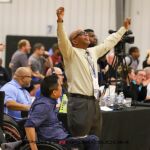 The Golden State Road Warriors beat the New York Rollin’ Nicks 55-52 at the 2023 NWBA Adult Division 1 Wheelchair Basketball National Championships at Wichita Hoops in Bel Aire, Kan.(Photos by Christopher Di Virgilio).