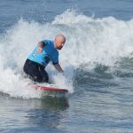 Oliver Vaughan Jones competing in the kneeling division during the 2024 Stoke For Life U.S. Open Adaptive Surfing Championships in Oceanside, Calif. (Photo by Rich Jayne/Awaze Media).
