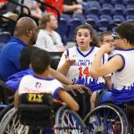 NY Fury's Emelia D'Antonio, No. 14, talks with her teammates during a timeout at the Prep division NWBA Championship win. (Photo by Christopher Di Virgilio).