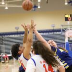A battle for the ball during the 2025 prep division NWBA Junior Wheelchair Basketball Championship. (Photo by Christopher Di Virgilio).