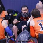 Texas Stampede huddle up during the 2025 USWRA Division I championship game. (Photo by Christopher Di Virgilio).