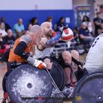 Chuck Melton, with ball, during the 2025 USWRA Division I championship game. (Photo by Christopher Di Virgilio).