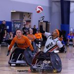 Anthony McDaniel, No. 8, receives a pass during the 2025 USWRA Division I championship game. (Photo by Christopher Di Virgilio).