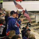 Team USA fans during the gold medal match at the 2025 World Para Ice Hockey Championships at LECOM Harborcenter in Buffalo. (Photo by Christopher Di Virgilio).