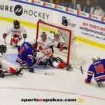 Team USA's Jack Wallace, No 8, scores against Canada during the gold medal match at the 2025 World Para Ice Hockey Championships at LECOM Harborcenter in Buffalo. (Photo by Christopher Di Virgilio).