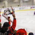 Team Canada fans cheer during the gold medal match at the 2025 World Para Ice Hockey Championships at LECOM Harborcenter in Buffalo. (Photo by Christopher Di Virgilio).