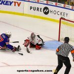 Team Canada's Adam Kingsmill defends the net during the gold medal match at the 2025 World Para Ice Hockey Championships at LECOM Harborcenter in Buffalo. (Photo by Christopher Di Virgilio).