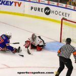 Team Canada's Adam Kingsmill defends the net during the gold medal match at the 2025 World Para Ice Hockey Championships at LECOM Harborcenter in Buffalo. (Photo by Christopher Di Virgilio).