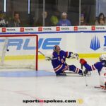 Team USA's Griffin Lamarre deflects a shot on goal during the gold medal match at the 2025 World Para Ice Hockey Championships at LECOM Harborcenter in Buffalo. (Photo by Christopher Di Virgilio).