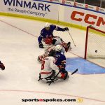 Team USA's Tyler McGregor scores against Canada during the gold medal match at the 2025 World Para Ice Hockey Championships at LECOM Harborcenter in Buffalo. (Photo by Christopher Di Virgilio).