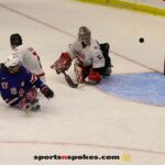 USA's Brody Roybal, No. 4, scores against Canada during the gold medal match at the 2025 World Para Ice Hockey Championships at LECOM Harborcenter in Buffalo. (Photo by Christopher Di Virgilio).