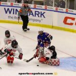 Canada's Corbin Watson, No. 54, dives on the puck against Team USA during the gold medal match at the 2025 World Para Ice Hockey Championships at LECOM Harborcenter in Buffalo. (Photo by Christopher Di Virgilio).