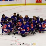 Team USA celebrates after their 6-1 gold medal victory over Canada at the 2025 World Para Ice Hockey Championships at LECOM Harborcenter in Buffalo. (Photo by Christopher Di Virgilio).