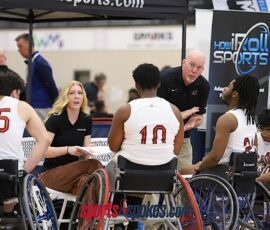 The Cavaliers' coaches call a timeout during the 2026 NWBA Junior National Championships — Junior NIT Division at West Monroe Sports Center, West Monroe, La. (Photo by Christopher Di Virgilio/SNS)